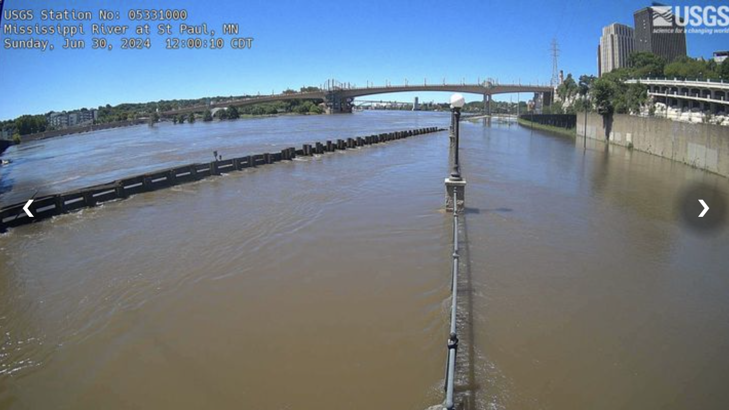 Image of flooding at a gage on July 24, 2024
