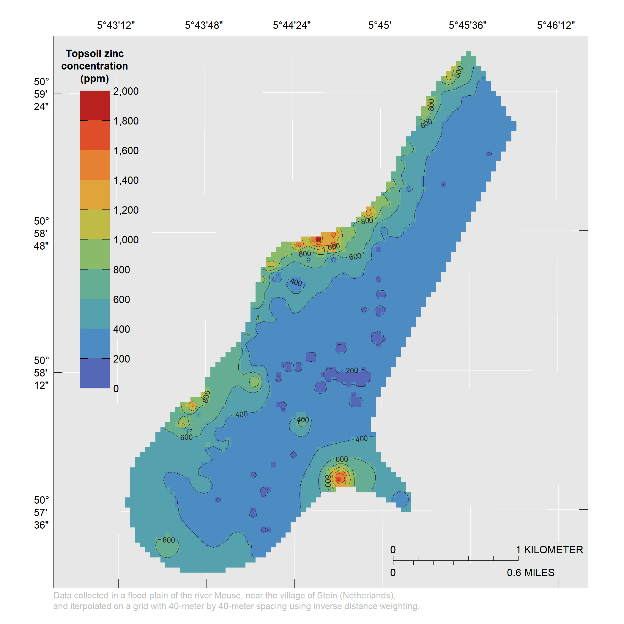 Static map of meuse data set.