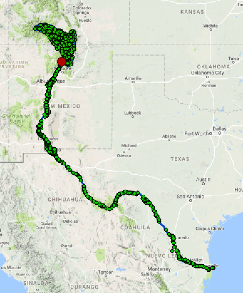 Image of downstream navigation results. Main stem, water quality sites.