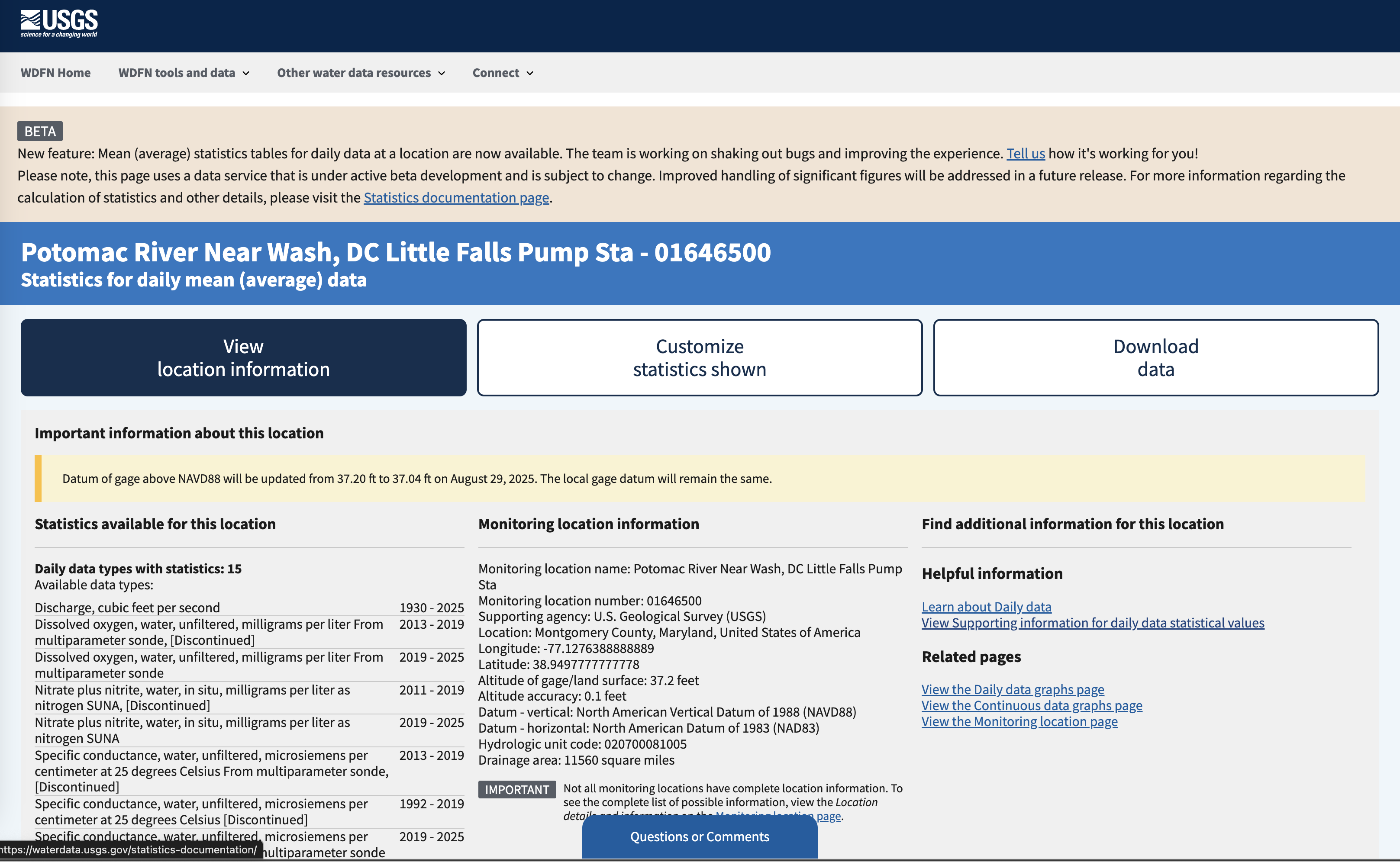 A screenshot of a timeseries chart showing discharge over a weeklong period.