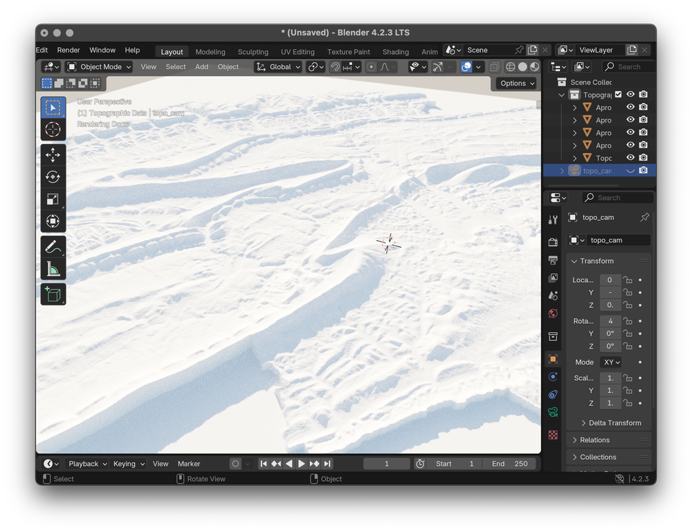 The height map displayed in a Blender UI window.