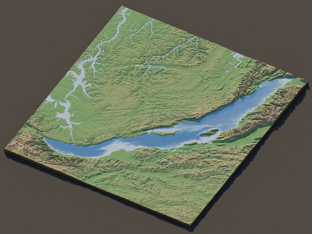3D visualization of Lake Baikal in Siberia, Russia.