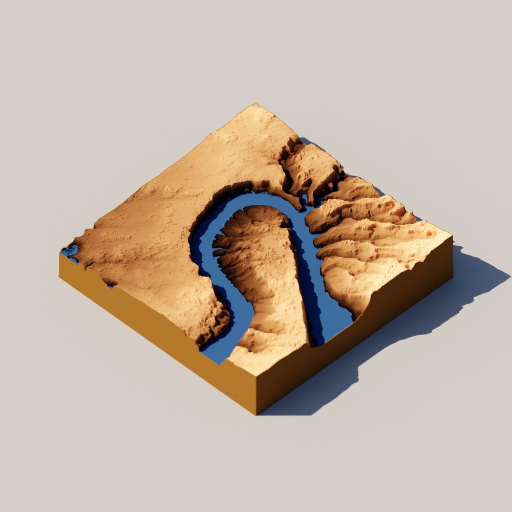 3D visualization of the Colorado River in Southern Utah, USA.